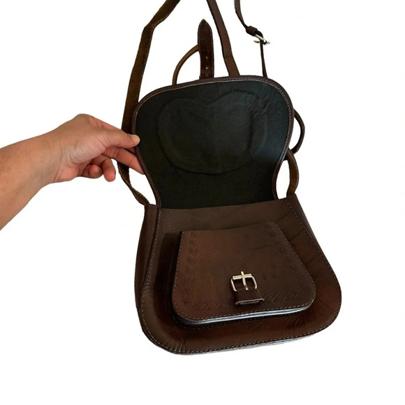 Handmade Genuine Leather Purse For womwith Peruvian Textile - Cuzco PERU - Picture 3 of 8